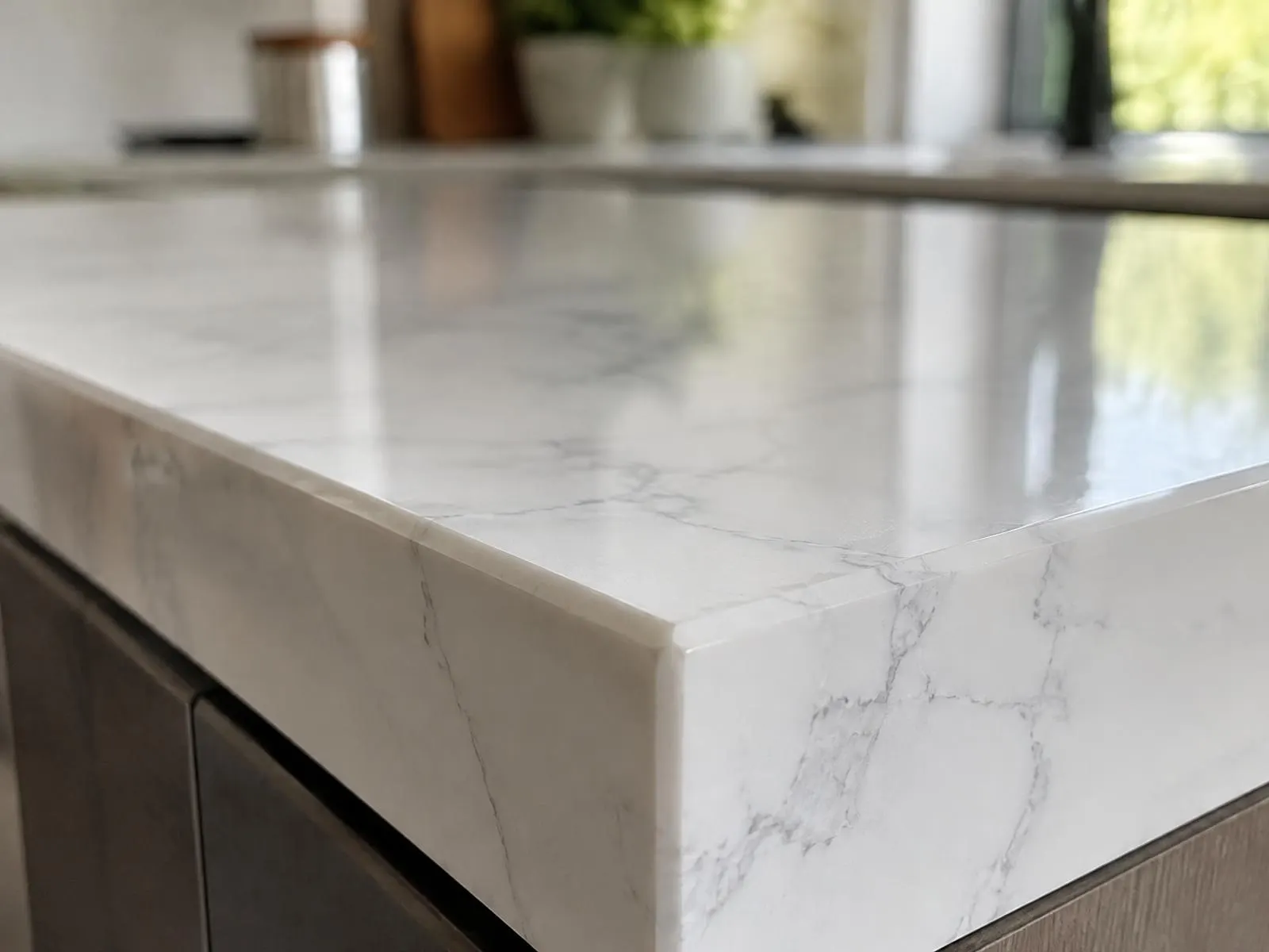 Comptoir de cuisine en quartz blanc avec évier encastré